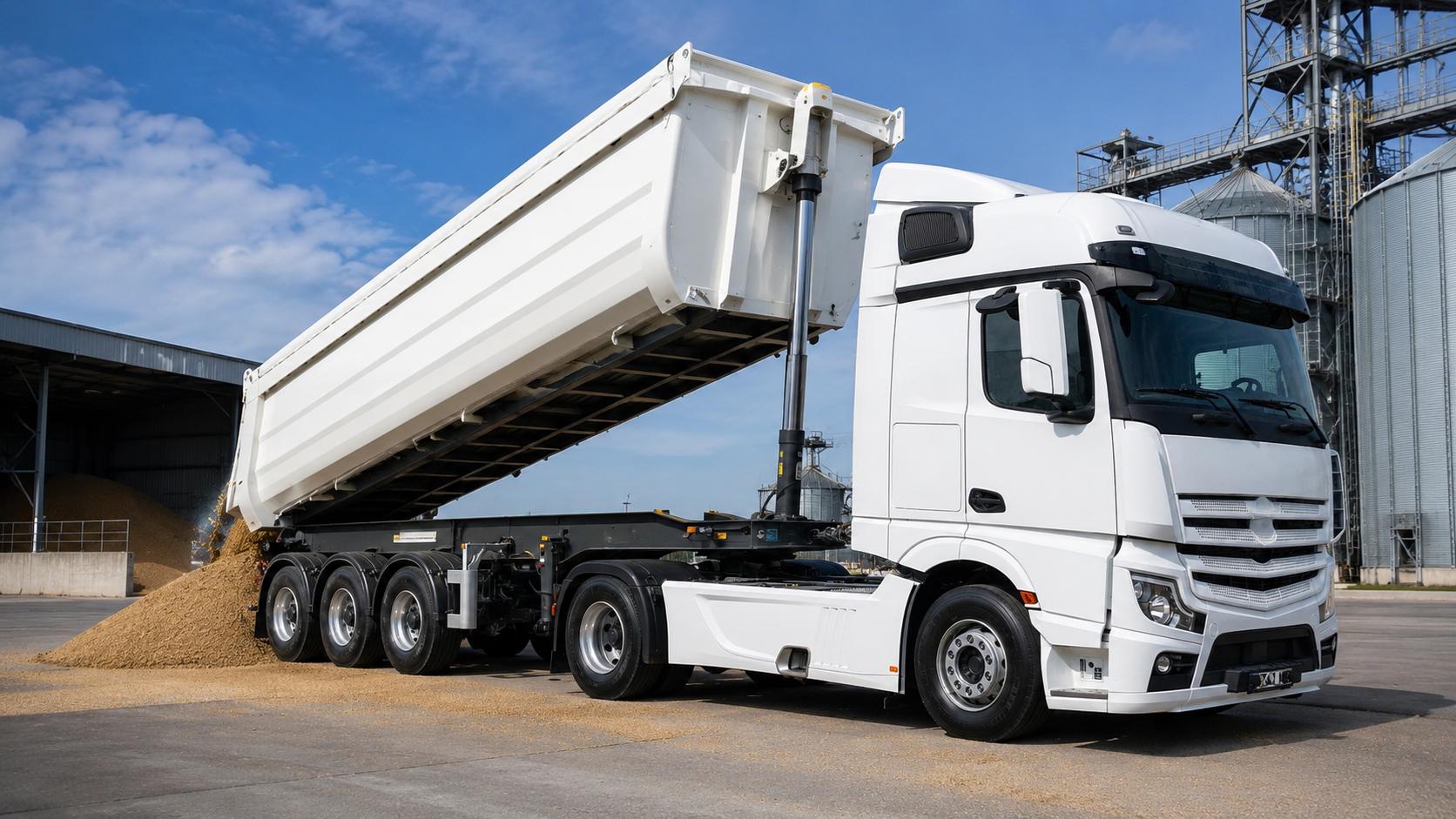 Camión basculante para transporte y descarga de mercancías a granel